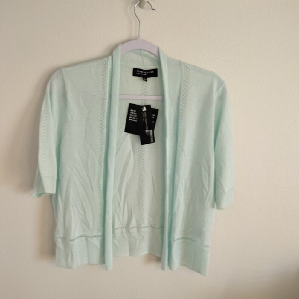 NWT Jones New York Collection cardigan Mint green Size L Coastal Grandma Preppy